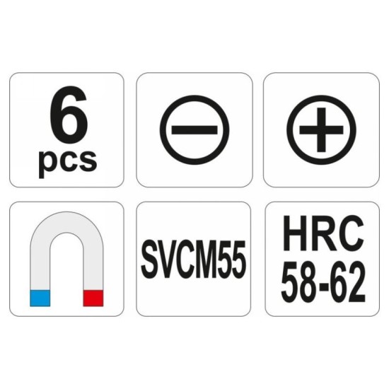 YATO Csavarhúzó készlet 6 részes SVCM55 (YT-2668)