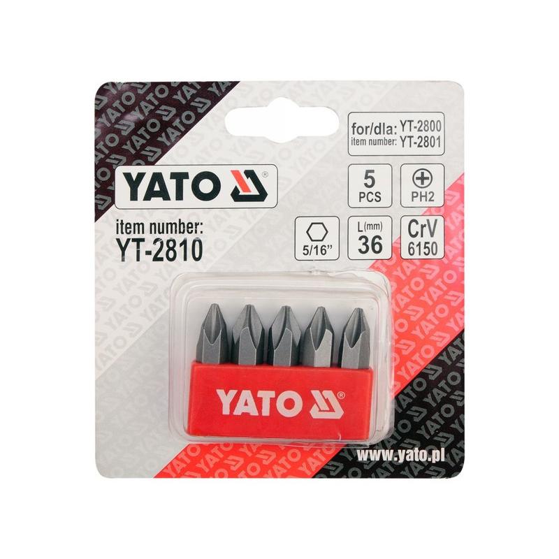 YATO Bithegy készlet 5 részes PH2 36 mm (YT-2800, YT-2801 behajtóhoz) CrV (YT-2810)