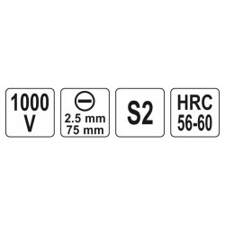 YATO Csavarhúzó 2,5 x 75 mm 1000 V-ig szigetelt (YT-28150) YATO Csavarhúzó 2,5 x 75 mm 1000 V-ig szigetelt (YT-28150)