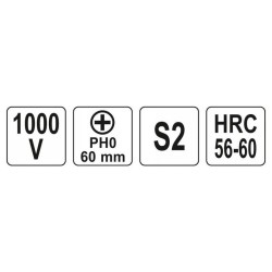 YATO Csavarhúzó PH0 x 60 mm 1000 V-ig szigetelt (YT-2821) YATO Csavarhúzó PH0 x 60 mm 1000 V-ig szigetelt (YT-2821)
