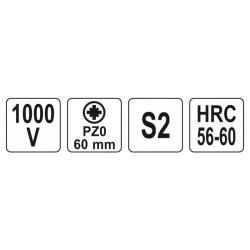 YATO Csavarhúzó PZ0 x 60 mm 1000 V-ig szigetelt (YT-28245) YATO Csavarhúzó PZ0 x 60 mm 1000 V-ig szigetelt (YT-28245)