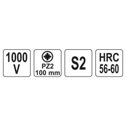 YATO Csavarhúzó PZ2 x 100 mm 1000 V-ig szigetelt (YT-2826) YATO Csavarhúzó PZ2 x 100 mm 1000 V-ig szigetelt (YT-2826)