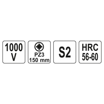 YATO Csavarhúzó PZ3 x 150 mm 1000 V-ig szigetelt (YT-28263) YATO Csavarhúzó PZ3 x 150 mm 1000 V-ig szigetelt (YT-28263)