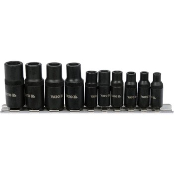 YATO Menetfúró dugókulcs adapter készlet 10 részes 1/4', 3/8' (YT-29280)