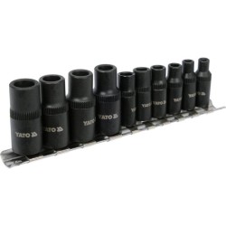 YATO Menetfúró dugókulcs adapter készlet 10 részes 1/4', 3/8' (YT-29280)