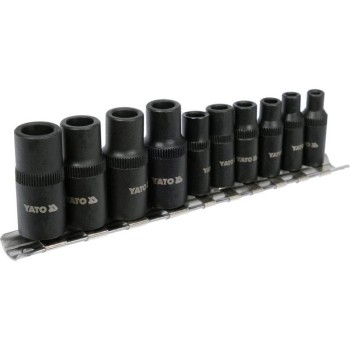 YATO Menetfúró dugókulcs adapter készlet 10 részes 1/4', 3/8' (YT-29280)