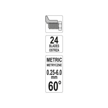 YATO Menetfésű 24 lapos metrikus 0,25-6,0 mm 60° (YT-29980)