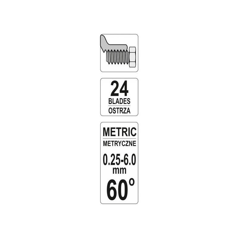 YATO Menetfésű 24 lapos metrikus 0,25-6,0 mm 60° (YT-29980)