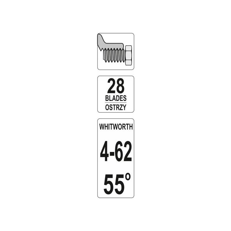 YATO Menetfésű 28 lapos Whitworth 4-62 mm 55° (YT-29982)