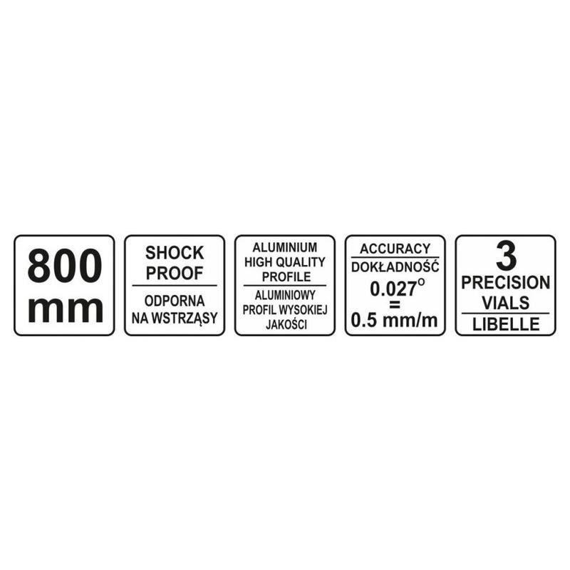 YATO Vízmérték 3 libella 2 fogantyú 800 mm (YT-30072)