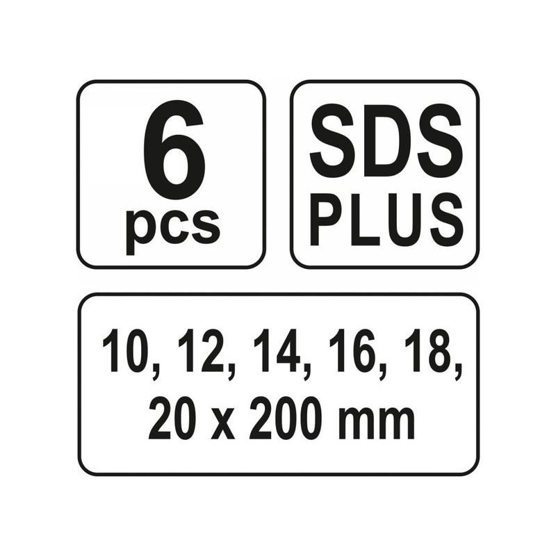 YATO Auger fafúró készlet 6 részes (10-12-14-16-18-20 mm) 200 mm SDS-Plus (YT-3300)