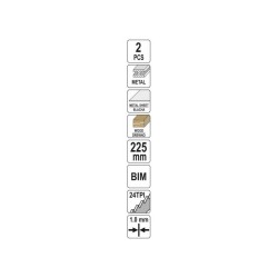 YATO Szablyafűrészlap fa, fém 225/1,0 mm (2 db/cs) (YT-33934) YATO Szablyafűrészlap fa, fém 225/1,0 mm (2 db/cs) (YT-33934)