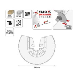 YATO Fűrészlap multifunkciós géphez 100 mm bimetál-titán-nitrid (YT-34711) YATO Fűrészlap multifunkciós géphez 100 mm bimetál-titán-nitrid (YT-34711)