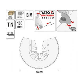 YATO Fűrészlap multifunkciós géphez 100 mm bimetál-titán-nitrid (YT-34711)