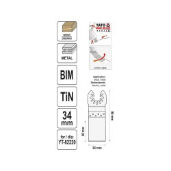 YATO Fűrészlap multifunkciós géphez 34 mm bimetál-titán-nitrid (YT-34712) YATO Fűrészlap multifunkciós géphez 34 mm bimetál-titán-nitrid (YT-34712)