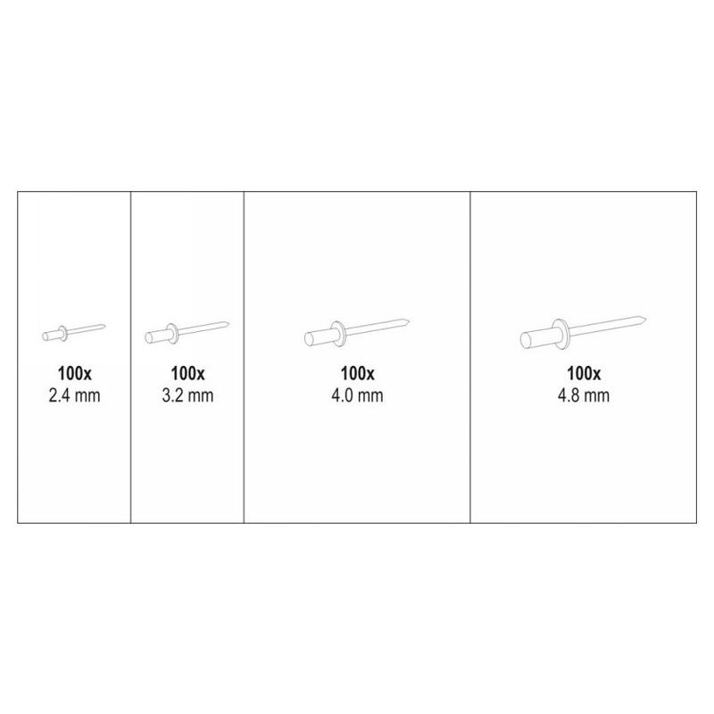 YATO Alumínium popszegecs készlet 400 db (YT-36420)