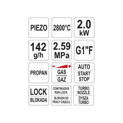 YATO Gázégő pisztoly piezo 2kW 2800°C (YT-36715) YATO Gázégő pisztoly piezo 2kW 2800°C (YT-36715)