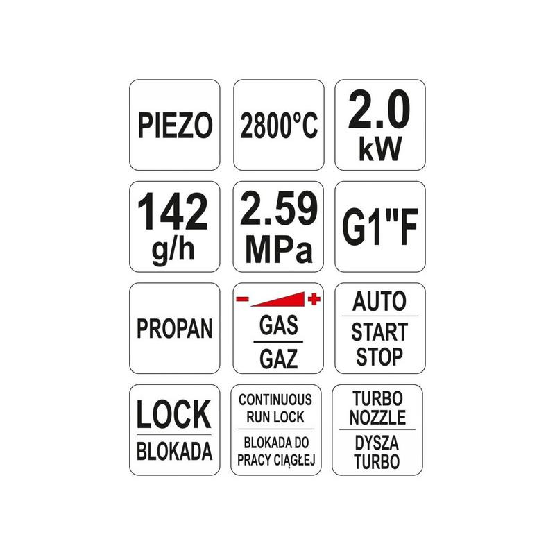 YATO Gázégő pisztoly piezo 2kW 2800°C (YT-36715)