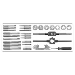 YATO Menetfúró és metsző készlet (kézi) 32 részes HSS M3-M12-ig (YT-2975) YATO Menetfúró és metsző készlet (kézi) 32 részes HSS M3-M12-ig (YT-2975)