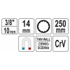YATO Gyertyakulcs extra hosszú 3/8' 14 mm / 250 mm mágneses CrV (YT-38521)