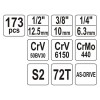 YATO Dugókulcs készlet 173 részes 1/4', 3/8', 1/2' CrV (YT-38931)