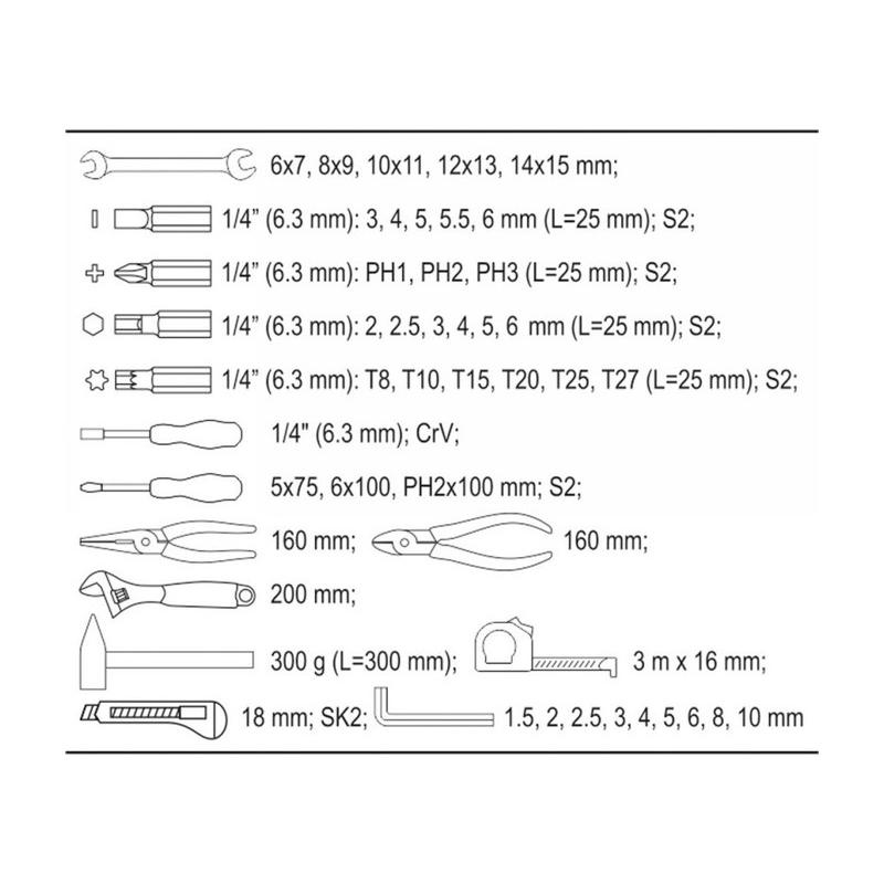 YATO Szerszámkészlet 44 részes 1/4' CrV (YT-39280)