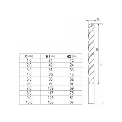 YATO Csigafúró készlet 10 részes 1-10 mm HSS Co (YT-41603) YATO Csigafúró készlet 10 részes 1-10 mm HSS Co (YT-41603)