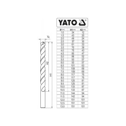 YATO Csigafúró készlet 25 részes 1-13 mm HSS Co (YT-41605) YATO Csigafúró készlet 25 részes 1-13 mm HSS Co (YT-41605)