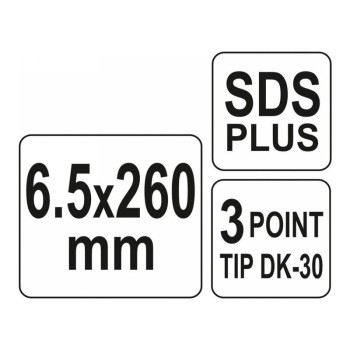 YATO Kőzetfúró 6,5 x 260/183 mm SDS-Plus (YT-41642)