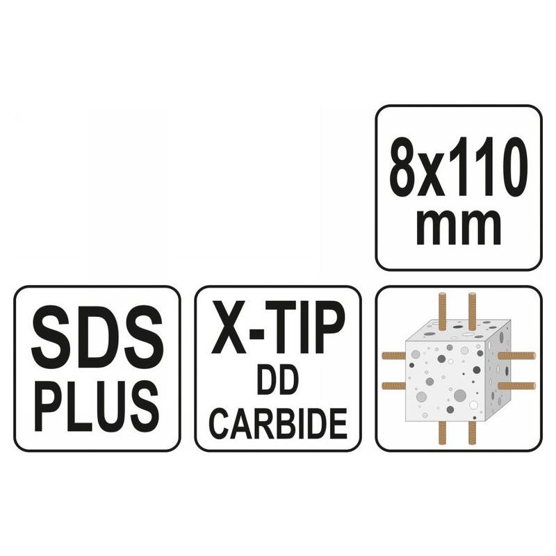 YATO Kőzetfúró 8,0 x 110/50 mm négyélű SDS-Plus (YT-41933)
