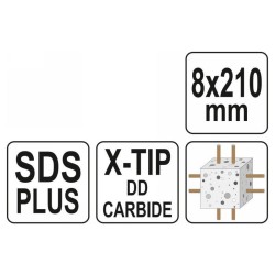 YATO Kőzetfúró 8,0 x 210/150 mm négyélű SDS-Plus (YT-41943) YATO Kőzetfúró 8,0 x 210/150 mm négyélű SDS-Plus (YT-41943)