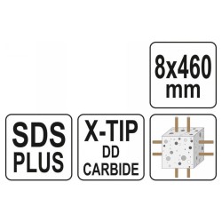 YATO Kőzetfúró 8,0 x 460/375 mm négyélű SDS-Plus (YT-41952) YATO Kőzetfúró 8,0 x 460/375 mm négyélű SDS-Plus (YT-41952)