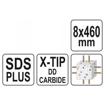 YATO Kőzetfúró 8,0 x 460/375 mm négyélű SDS-Plus (YT-41952)