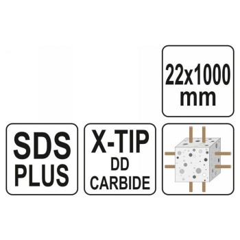 YATO Kőzetfúró 22 x 1000/930 mm négyélű SDS-Plus (YT-41973)