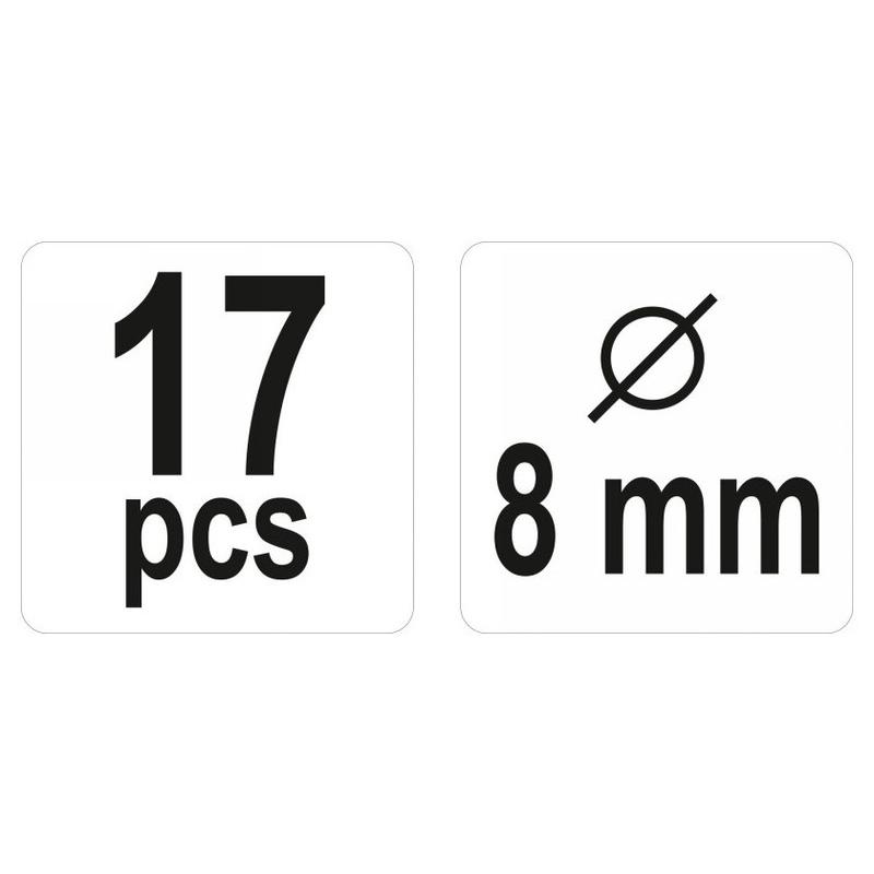 YATO Tipliző készlet 8mm 17 részes (YT-44111)