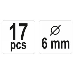 YATO Tipliző készlet 6mm 17 részes (YT-44112) YATO Tipliző készlet 6mm 17 részes (YT-44112)