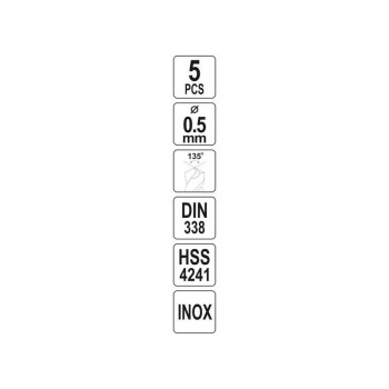 YATO Csigafúró 0,5 x 22/6 mm inox HSS Premium (5 db/cs) (YT-44200)