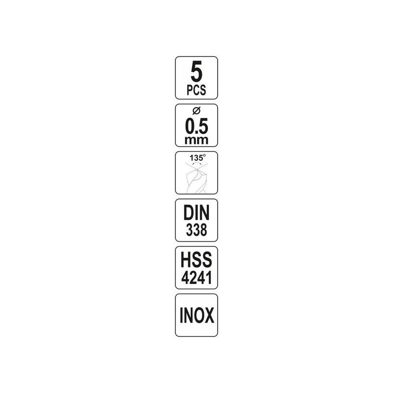 YATO Csigafúró 0,5 x 22/6 mm inox HSS Premium (5 db/cs) (YT-44200)