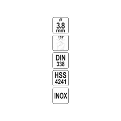YATO Csigafúró 3,8 x 77/48 mm inox HSS Premium (YT-44213) YATO Csigafúró 3,8 x 77/48 mm inox HSS Premium (YT-44213)