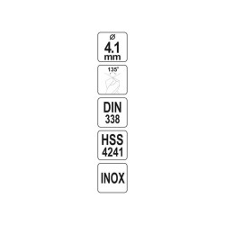 YATO Csigafúró 4,1 x 75/44 mm inox HSS Premium (YT-44215) YATO Csigafúró 4,1 x 75/44 mm inox HSS Premium (YT-44215)