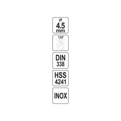 YATO Csigafúró 4,5 x 79/45 mm inox HSS Premium (YT-44217) YATO Csigafúró 4,5 x 79/45 mm inox HSS Premium (YT-44217)