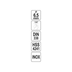 YATO Csigafúró 6,5 x 100/63 mm inox HSS Premium (YT-44223) YATO Csigafúró 6,5 x 100/63 mm inox HSS Premium (YT-44223)