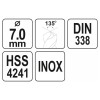 YATO Csigafúró 7,0 x 103/64 mm inox HSS Premium (YT-44224)
