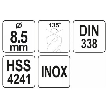 YATO Csigafúró 8,5 x 115/73 mm inox HSS Premium (YT-44227)