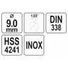 YATO Csigafúró 9,0 x 125/81 mm inox HSS Premium (YT-44228)
