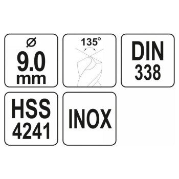 YATO Csigafúró 9,0 x 125/81 mm inox HSS Premium (YT-44228)