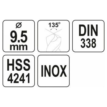YATO Csigafúró 9,5 x 125/82 mm inox HSS Premium (YT-44229)