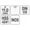 YATO Csigafúró 11,0 x 142/95 mm inox HSS Premium (YT-44233)