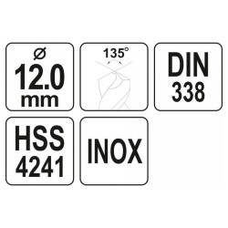 YATO Csigafúró 12,0 x 150/100 mm inox HSS Premium (YT-44235) YATO Csigafúró 12,0 x 150/100 mm inox HSS Premium (YT-44235)