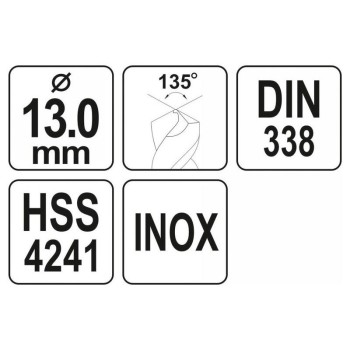 YATO Csigafúró 13,0 x 150/100 mm inox HSS Premium (YT-44237)